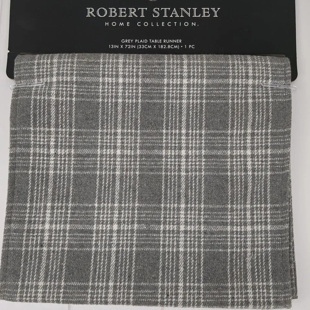 Grey Plaid Farmhouse Table Runner 13 X 72 Robert Stanley